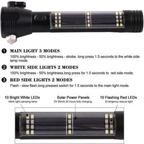 img 2 attached to 2021 Lifesaver 2 - Solar Powered Flashlight USB Torch 350 Lumens - Multi-Functional LED Light with Car Emergency Tool, Attack Hammer, Cutting Knife, Compass, and More