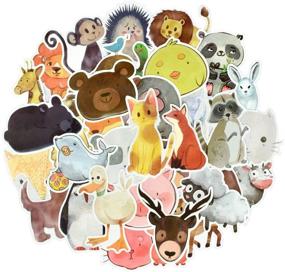 img 4 attached to QTL Animal Stickers for Kids and Water Bottles - Cute Watercolor Animal Stickers for Laptop (50 Pcs)