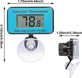 img 3 attached to 🌡️ 3-Pack Blue Aquarium Thermometer with Suction Cup - Waterproof LCD Digital Fish Tank Water Thermometer with Fahrenheit Reading for Reptile Aquariums and Fish Tanks