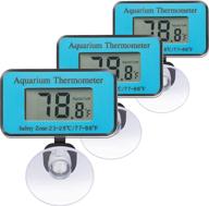 🌡️ 3-pack blue aquarium thermometer with suction cup - waterproof lcd digital fish tank water thermometer with fahrenheit reading for reptile aquariums and fish tanks логотип