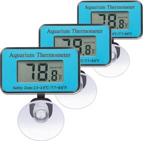img 4 attached to 🌡️ 3-Pack Blue Aquarium Thermometer with Suction Cup - Waterproof LCD Digital Fish Tank Water Thermometer with Fahrenheit Reading for Reptile Aquariums and Fish Tanks