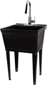img 4 attached to JS Jackson Black Utility Sink: Heavy Duty Slop Sinks with High Arc Chrome Kitchen Faucet and Pull Down Sprayer Spout - Ideal for Basement, Garage, or Shop