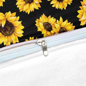 img 1 attached to 🖤 Black Sunflower Bedding Set - Luxury Queen Duvet Cover with 2 Pillowcases - Yellow Flowers Print - Black and Gold Bedding Sets - Queen Size (Black Sunflowers)