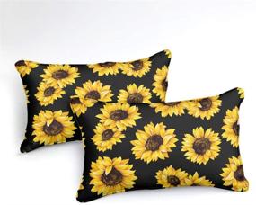 img 2 attached to 🖤 Black Sunflower Bedding Set - Luxury Queen Duvet Cover with 2 Pillowcases - Yellow Flowers Print - Black and Gold Bedding Sets - Queen Size (Black Sunflowers)