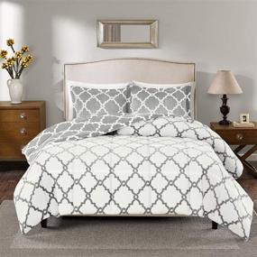 img 1 attached to 🛏️ True North by Sleep Philosophy Peyton Reversible Fretwork Print Plush Comforter Set - Stylish Twin Bedding with Shams, Ultra Soft and Cozy, in Grey