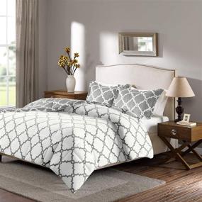 img 3 attached to 🛏️ True North by Sleep Philosophy Peyton Reversible Fretwork Print Plush Comforter Set - Stylish Twin Bedding with Shams, Ultra Soft and Cozy, in Grey