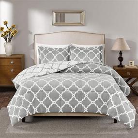 img 2 attached to 🛏️ True North by Sleep Philosophy Peyton Reversible Fretwork Print Plush Comforter Set - Stylish Twin Bedding with Shams, Ultra Soft and Cozy, in Grey