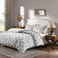 🛏️ true north by sleep philosophy peyton reversible fretwork print plush comforter set - stylish twin bedding with shams, ultra soft and cozy, in grey logo