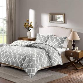 img 4 attached to 🛏️ True North by Sleep Philosophy Peyton Reversible Fretwork Print Plush Comforter Set - Stylish Twin Bedding with Shams, Ultra Soft and Cozy, in Grey