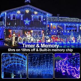 img 2 attached to 🔵 JXLEDAYY Super Long 1280 LED 131 FT String Lights with 240 Drops - Blue Christmas Lights for Holiday Wedding Party Bedroom Garden Patio Outdoor Indoor Décor - Plug in, 8 Modes