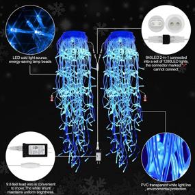 img 3 attached to 🔵 JXLEDAYY Super Long 1280 LED 131 FT String Lights with 240 Drops - Blue Christmas Lights for Holiday Wedding Party Bedroom Garden Patio Outdoor Indoor Décor - Plug in, 8 Modes