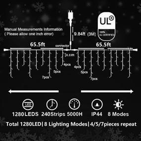 img 1 attached to 🔵 JXLEDAYY Super Long 1280 LED 131 FT String Lights with 240 Drops - Blue Christmas Lights for Holiday Wedding Party Bedroom Garden Patio Outdoor Indoor Décor - Plug in, 8 Modes