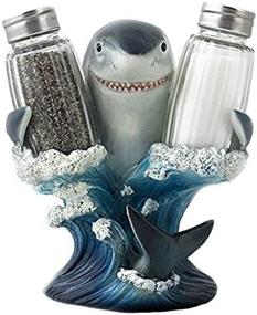 img 2 attached to 🦈 Exquisite Great White Shark Glass Salt and Pepper Shaker Set: A Unique Addition to Your Beach Bar or Tropical Kitchen Decor by Home 'n Gifts