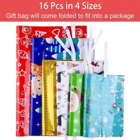 img 3 attached to 🎁 MIAHART 16 PCS Christmas Drawstring Bags: Assorted 6 Style Wrapping Bags for Xmas Party Treats & Kids' Party Favors