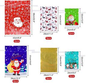 img 1 attached to 🎁 MIAHART 16 PCS Christmas Drawstring Bags: Assorted 6 Style Wrapping Bags for Xmas Party Treats & Kids' Party Favors