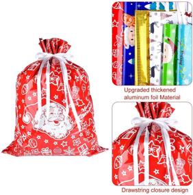 img 2 attached to 🎁 MIAHART 16 PCS Christmas Drawstring Bags: Assorted 6 Style Wrapping Bags for Xmas Party Treats & Kids' Party Favors