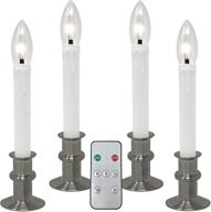 🕯️ enhance ambience with 612 vermont ultra-bright led window candles: timer, remote control, twinkle/steady led light, battery operated - pack of 4, brushed nickel logo