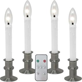 img 4 attached to 🕯️ Enhance Ambience with 612 Vermont Ultra-Bright LED Window Candles: Timer, Remote Control, Twinkle/Steady LED Light, Battery Operated - Pack of 4, Brushed Nickel