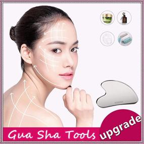 img 3 attached to 🌸 Revitalize Your Skin with ROISOOT Upgrade Gua Sha Stainless Steel Tool: A Massage Scraper for Facial Skin Care with a Red Travel Pouch