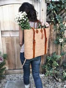 img 1 attached to 🌴 Palm Leaf Backpack - Organic Straw Bag for Shopping, Picnics, and Beach Trips - Authentic Moroccan Bag - Handmade Leather Bags for a Stylish Look - Eco-friendly Handcrafted Brown Beach Bag