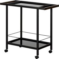 🍾 black tempered glass metal bar cart with wheels, south shore glass shelves логотип