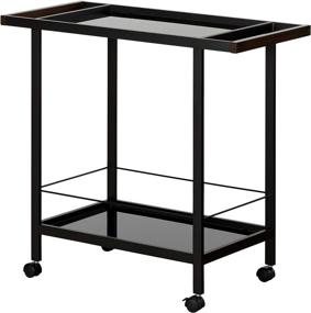 img 4 attached to 🍾 Black Tempered Glass Metal Bar Cart with Wheels, South Shore Glass Shelves