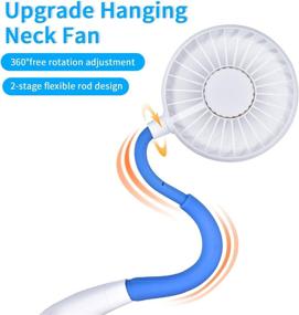 img 2 attached to 💨 Rechargeable Hands-Free Neck Fan with 7-Color Light Aromatherapy, 360° Adjustable Wearable Neckband Fan, USB Sports Fan for Camping, Travel, Office, and Leisure - Blue/White