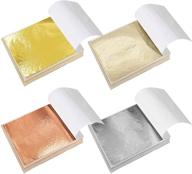 🎨 400 pieces gold & silver leaf sheets: multi-color diy arts decoration, 4 colors, 5.5 x 5.5 inches logo