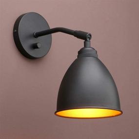 img 4 attached to 🔦 Yosoan Vintage Wall Sconce with Dimmable Switch - 1-Light Industrial Metal Fixture Lamp with 6.1" Oval Black Metal Shade and 4.7" Black Canopy