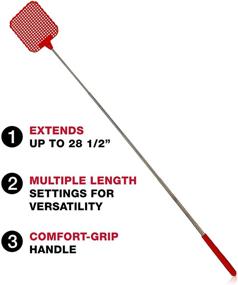 img 1 attached to 🪰 Catchmaster Extra-Long Bug and Fly Swatter - Compact Heavy Duty Metal - Extendable Up to 28 Inches - 3.25" x 3.75" Swatter Head - Pack of 6 Assorted Colors: Effective Bug and Fly Elimination Tool!