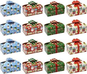 img 3 attached to Christmas Cookie Boxes with Festive Bows - Holiday Candy Treat Goody Boxes and Bags - Party Favors Pack of 16 by Gift Boutique