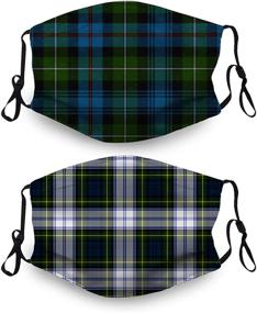 img 4 attached to 2 Pack Unisex Stylish Gordon Dress Tartan Plaid Cloth Face Mask - Washable & Reusable Dust Cover Balaclava for Outdoor Activities, School, Shopping & Sports
