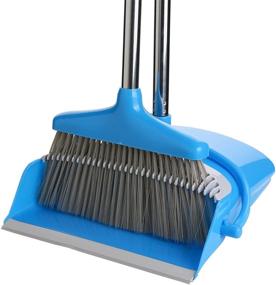 img 4 attached to 🧹 Aynoo Upright Broom and Dustpan Set for Quick Sweeping in Office and Home - Up to 93cm Broom & 87cm Dustpan (Blue)