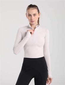 img 1 attached to 🧘 Locachy Women's Slim Fit Half Zip Yoga Workout Jacket | Athletic Running Track Tops with Thumbholes