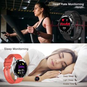 img 2 attached to IOWODO Smart Watch: 5ATM Waterproof Fitness Tracker with Heart Rate Monitor, Step Counter, Sleep Monitor - Compatible with iOS and Android - Silver