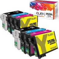 🖨️ ejet 8 pack remanufactured ink cartridge replacement for epson 252 ink t252xl 252xl - compatible with workforce wf-7710 wf-7720 wf-3620 wf-3640 wf-7610 wf-7620 wf-3630 printer tray - 2 black, 2 cyan, 2 magenta, 2 yellow logo