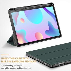 img 2 attached to INFILAND Galaxy Tab S6 Lite Case with S Pen Holder, Tri-Fold Cover for Samsung Galaxy Tab S6 Lite 2020 - SM-P610/P615, Midnight Green, Auto Wake/Sleep Supported