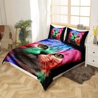 🐱 twin size cat duvet cover set - colorful cat print bedding - 2 piece animal pattern decor - comforter cover - cute & cozy style - soft & breathable - ideal for adults, teens, and kids - erosebridal logo