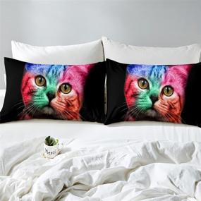 img 1 attached to 🐱 Twin Size Cat Duvet Cover Set - Colorful Cat Print Bedding - 2 Piece Animal Pattern Decor - Comforter Cover - Cute & Cozy Style - Soft & Breathable - Ideal for Adults, Teens, and Kids - Erosebridal