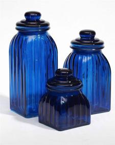 img 1 attached to 🔵 Navy Blue Glass Jars by Cypress Home: Set of 3 - Organize and Decorate in Style