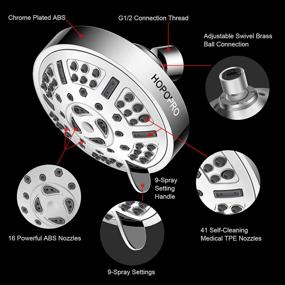 img 1 attached to Душевая головка Hopopro с высоким давлением: улучшенный настройка 9 режимов настраиваемый душевой форсунки для слабого водяного потока - 4-дюймовое многофункциональное крепление на стену, вращающаяся дождевая головка