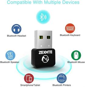 img 2 attached to 🔌 ZEXMTE Mini Bluetooth Dongle for PC - USB Micro Bluetooth 5.0 Adapter for Windows 10/8.1/8/7 - Wireless Transfer for Desktop, Bluetooth Headphones, Speakers, Keyboard, Mouse, and Printer