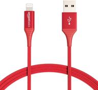 🔴 amazon basics 1-ft mfi certified usb-a to lightning cable cord for iphone & ipad - red nylon charger logo