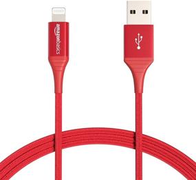 img 4 attached to 🔴 Amazon Basics 1-Ft MFi Certified USB-A to Lightning Cable Cord for iPhone & iPad - Red Nylon Charger