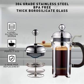 img 2 attached to ☕️ Upgraded French Press Coffee Maker 2021 (34 oz) – EAXCK 304 Stainless Steel Coffee Press with 4-Level Filtration System, Thickened Borosilicate Glass, Heat Resistant, Durable & Easy to Clean – 100% BPA Free