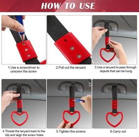 img 1 attached to Enhance Your Car's Aesthetics and Safety with the 4-Piece Tsurikawa Ring Heart-Shaped Car Hand Strap