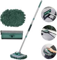 🚗 agiiman 3-in-1 car cleaning mop with long handle - chenille microfiber mitt set, adjustable length 24in-43in glass scrabber vehicle cleaner kit (green) logo