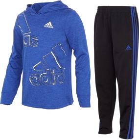 img 4 attached to 👕 Набор adidas мальчика: толстовка с длинным рукавом и капюшоном и зауженные брюки в меланжевой отделке