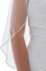 img 2 attached to SAMKY 1T 1 Tier Alternating Crystal Beaded Bridal Veil with Double Row Design