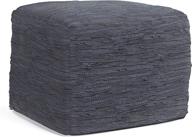 🔵 simplihome fredrik square pouf, dark blue leather upholstered footstool for living room, bedroom, kids room - transitional boho style logo